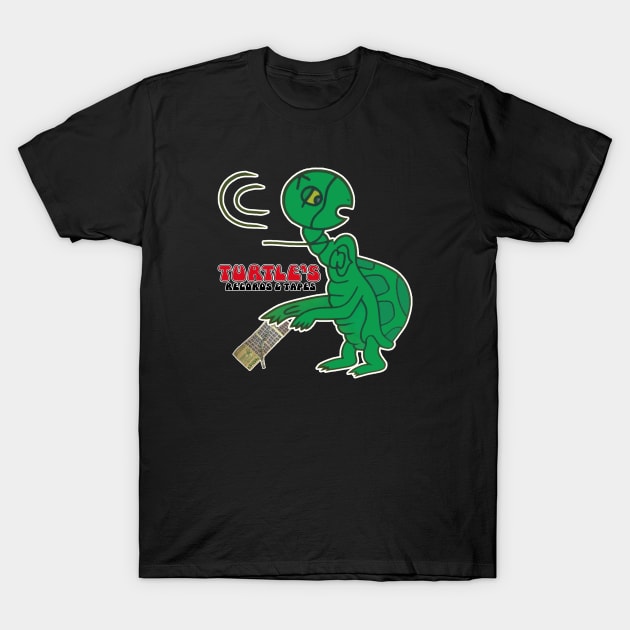 Turtle's Records and Tapes - Mascot with Stamp Book T-Shirt by RetroZest